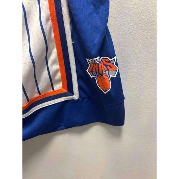 New York Knicks NBA Basketball Shorts White & Blue With Orange Trim L-SIZE YOUTH - Picture 3 of 12